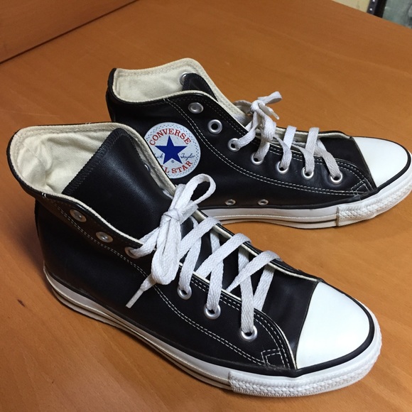Made in USA Converse Black Leather Size 6.5 - Picture 11 of 15